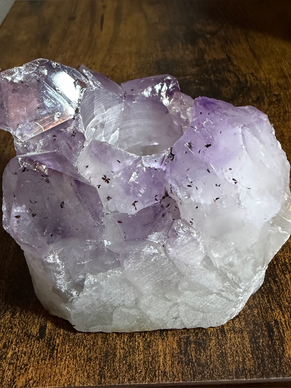 Lavender Amethyst Crystal Cluster candle holder